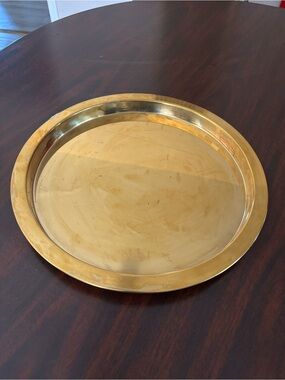 IKEA GLATTIS Stainless Steel Gold Tone Large Round Serving Tray. Pre owned
